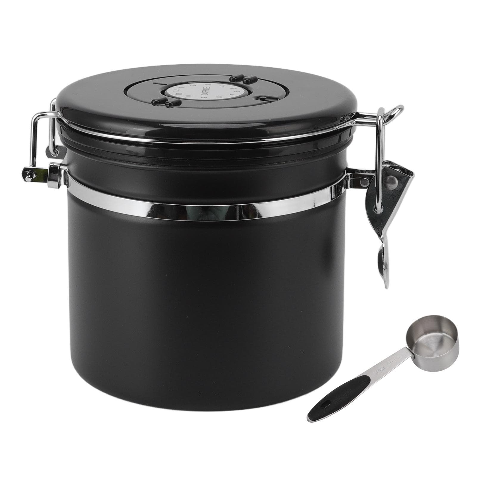 1.2L Coffee Canister Stainless Steel Sealing Storage Jar Food Storage Container for Home Use White L(for 6.5-9kg) black
