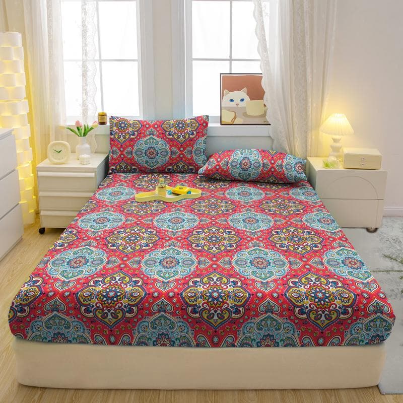 3-Piece Simple Modern Bohemia Pattern Matte Three Piece Fitted Sheet Set, Bedroom Printed Bed Cover Set, Bedding 90x200cm