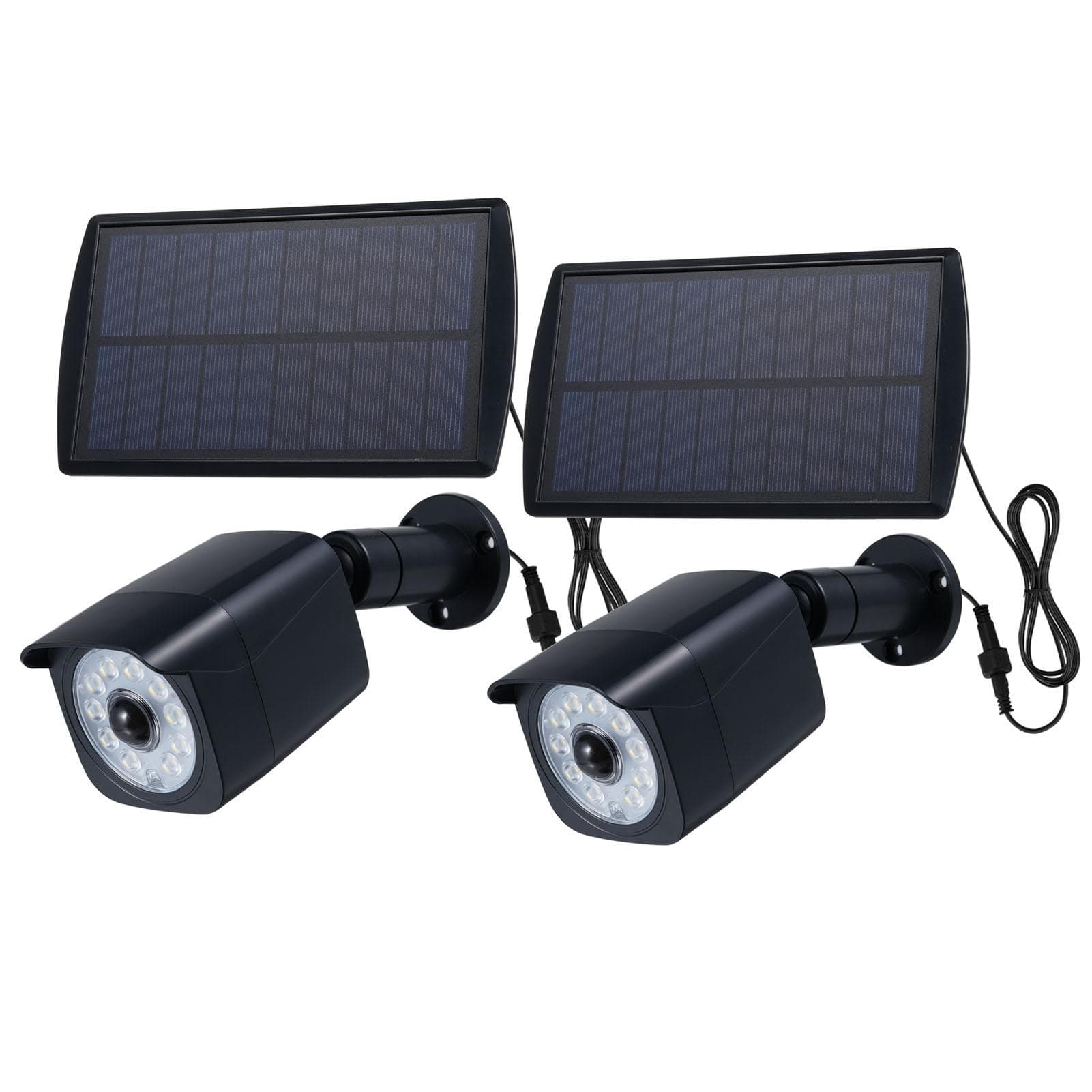 2 Packs Outdoor Motion Sensor Solar Lights Simulation Security Light LED Spotlight 2 Packs black