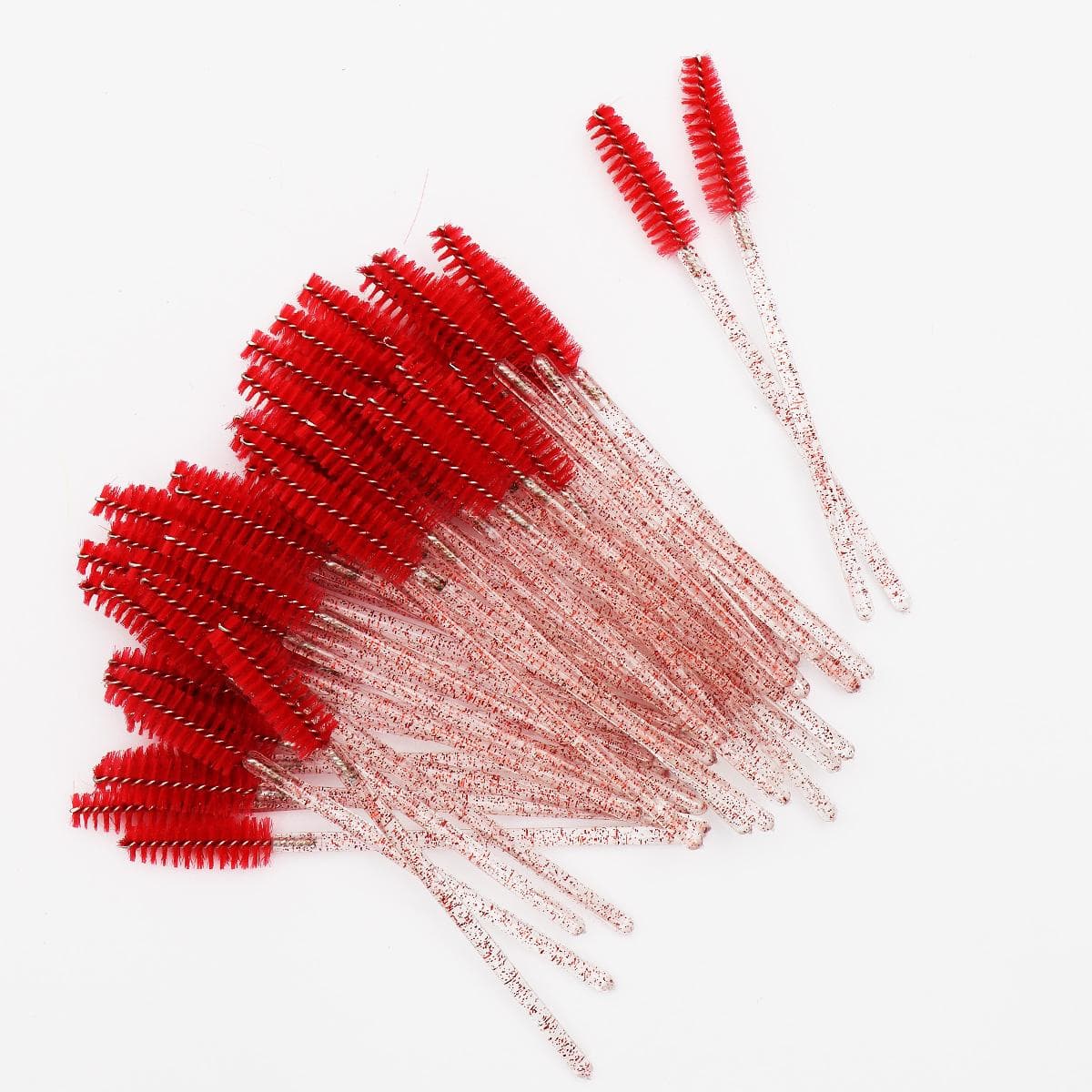 50Pcs Crystal Eyelashes Brush Comb Disposable Eye Lashes Extension Mascara Wands Makeup Professional Makeup Beauty Tool red