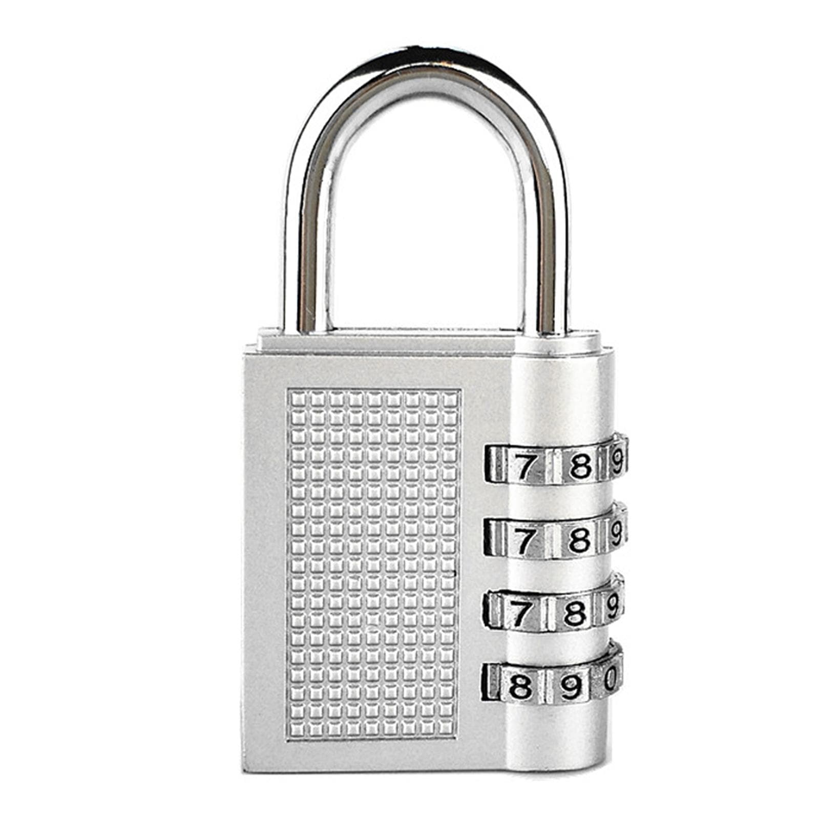 Combination Padlock 4 Dial Keyless Anti Theft Zinc Alloy Universal for Luggage Cases GYM silver