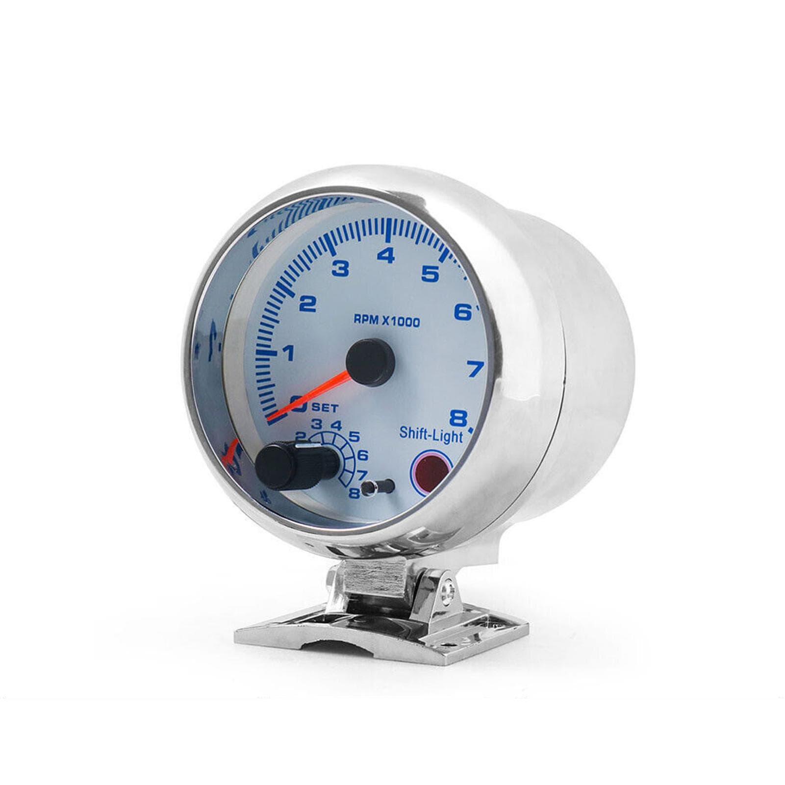 3.75 Car Universal Silver Tachometer Gauge Blue Inter Shift light 0-8000 RPM silver