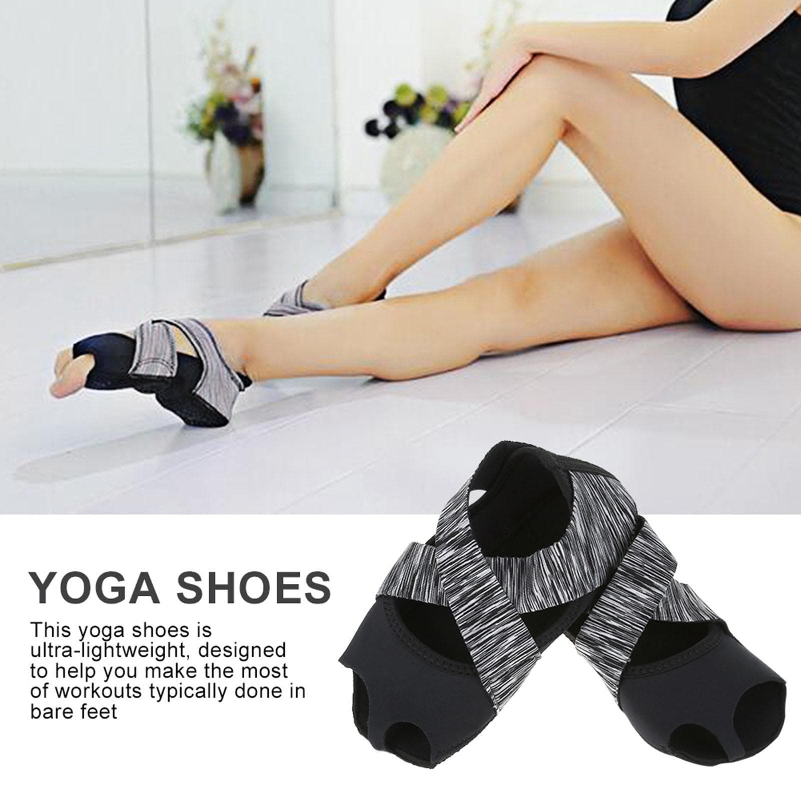 Women Yoga NOn slip Pilates Barre Soft Wrap Dance Training Shoes Grey (L 3940)