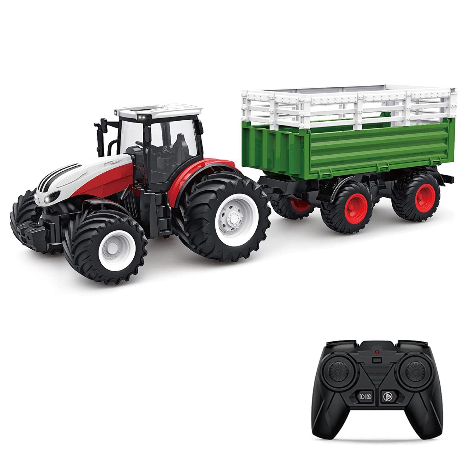 Remote Control Tractor, 1 : 24 Scale 2.4Ghz Remote Control Tractor Toy with Trailer Gripper Hay multicolour