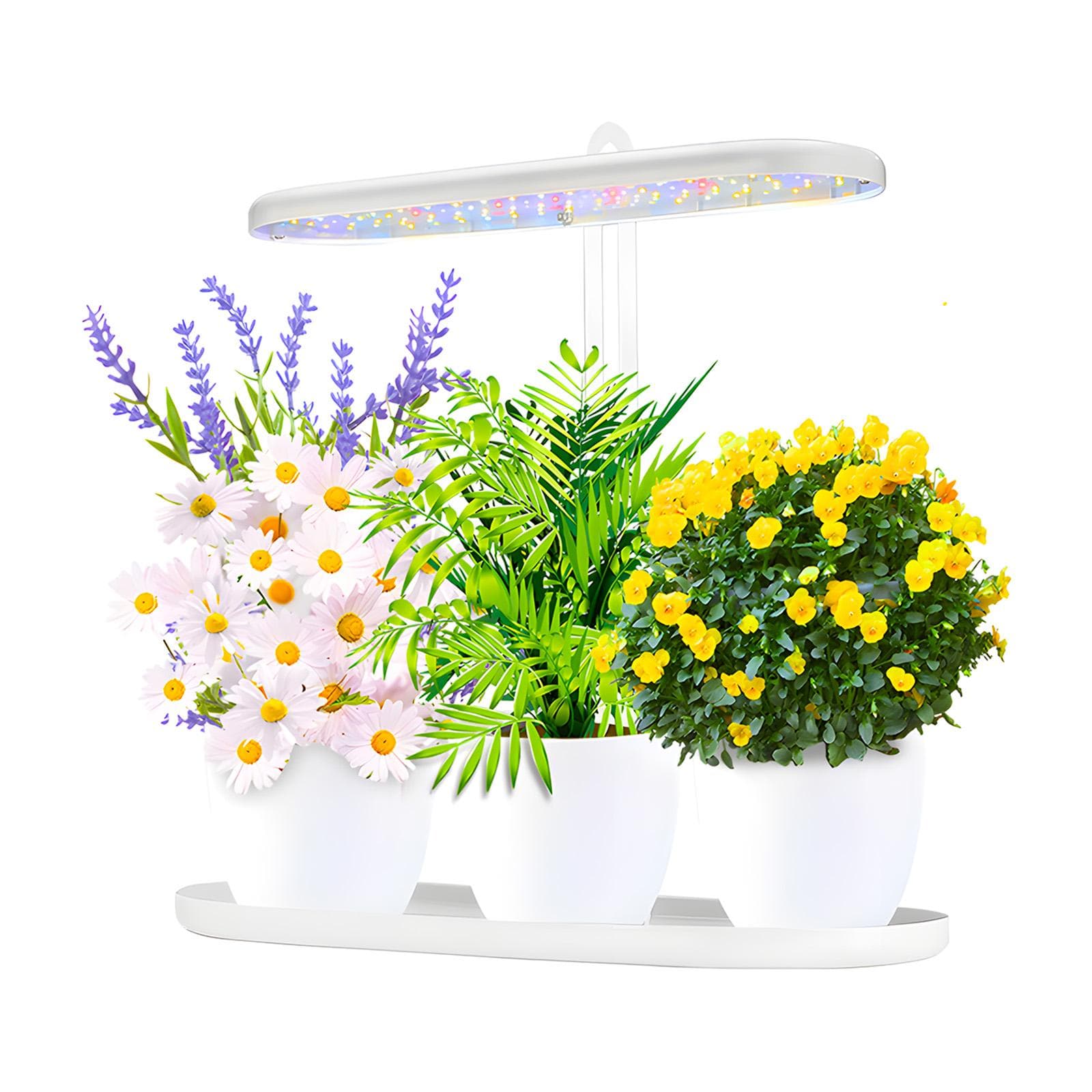 10W LED Grow Light 2/4/8H Auto On/Off Timer 4-Level Dimmable Height Adjustable Full Spectrum Grow UK Plug white