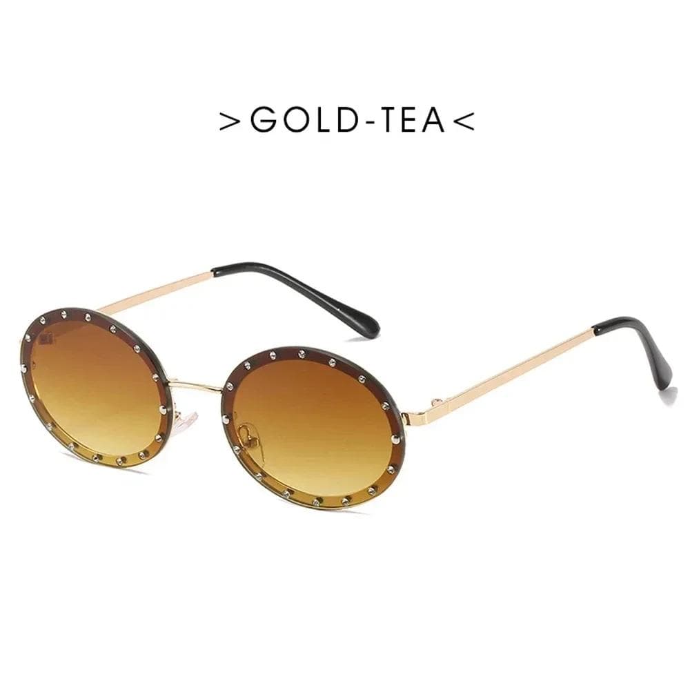 Luxury Diamond Oval Sunglasses for Men Women Small Frame Fashion UV400 Protection Shades As Picture