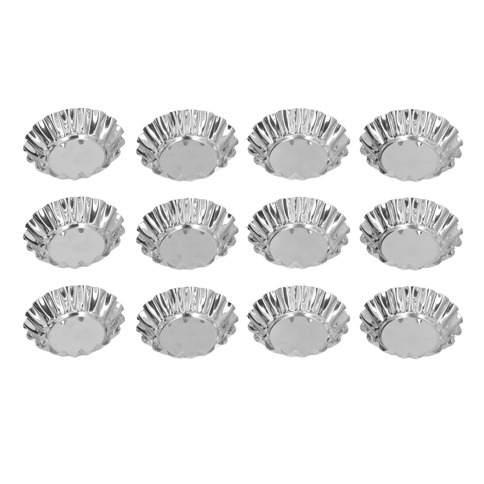 12Pcs Egg Tart Mold Mini Round Cupcake Pan Stainless Steel Tool Set Kit for Baking L(for 6.5-9kg)