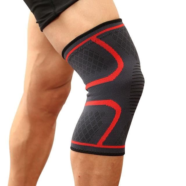 1PCS Fitness Running Cycling Knee Support Braces Elastic Nylon Sport Compression Knee Pad Sleeve for Basketball Volleyball L red