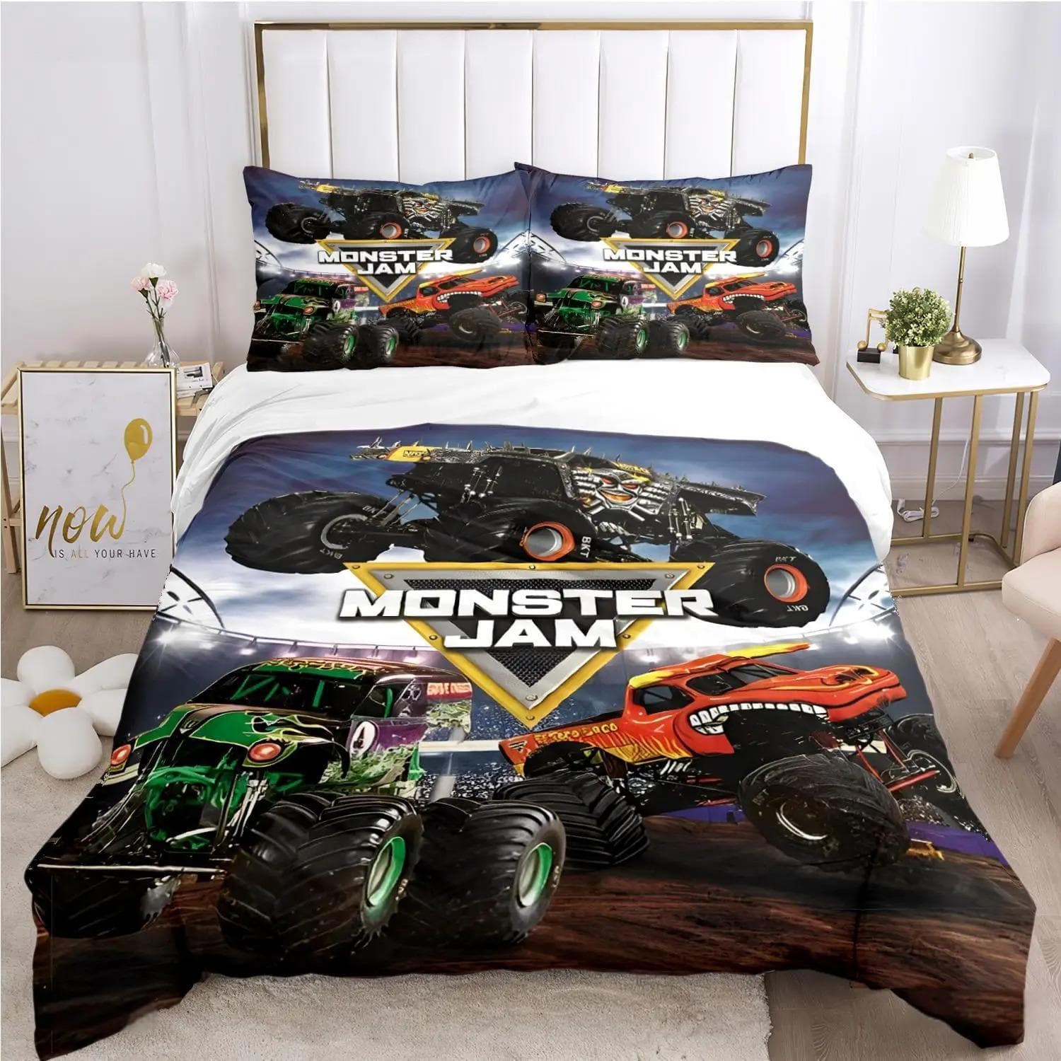 Cartoon Monster Truck All Season Duvet Cover Comforter Bedding sets Soft Quilt Cover and Pillowcases SingleDoubleQueenKing EU Single 135x200cm