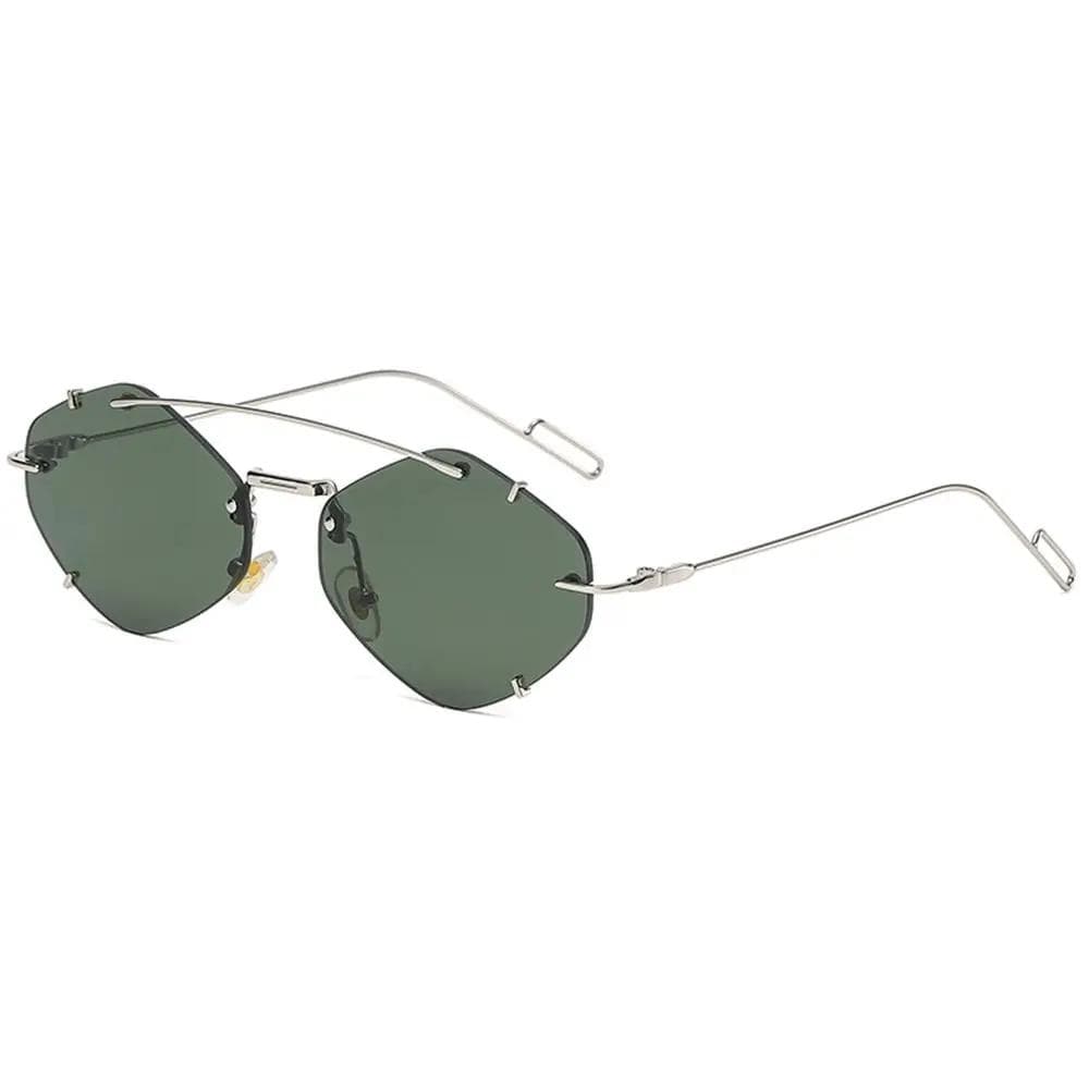 Vintage Hexagon Sunglasses Retro Rimless UV400 Protection Y2K Fashion Trendy 2000s Shades Eyewear