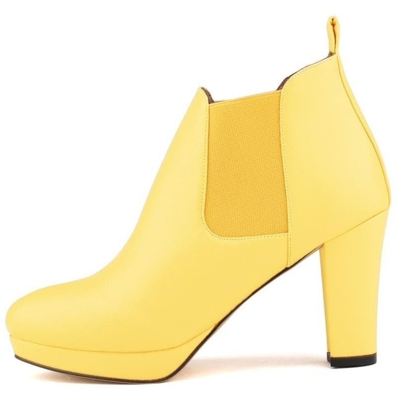 Winter Fashion Women Ankle Boots Thick High Heels Snow Boots Platform Pumps Plus Velvet Keep Warm Women Boots 40 yellow