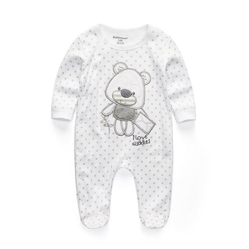 Boys Girls Cartoon Striped Print Home Romper Pajamas Newborn Infant Baby Clothing 3M