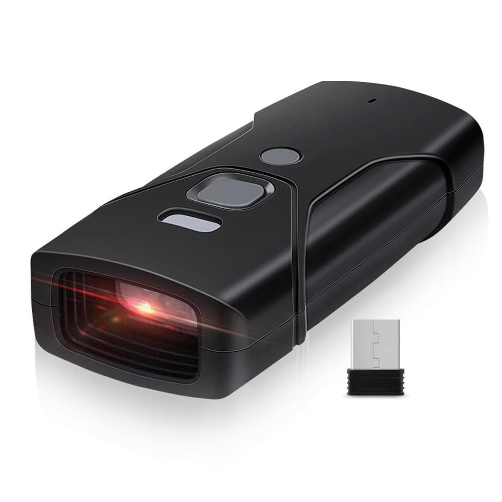 Portable Handheld Barcode Scanner Wired+2.4G+BT Three-mode Connection Support One-dimensional black