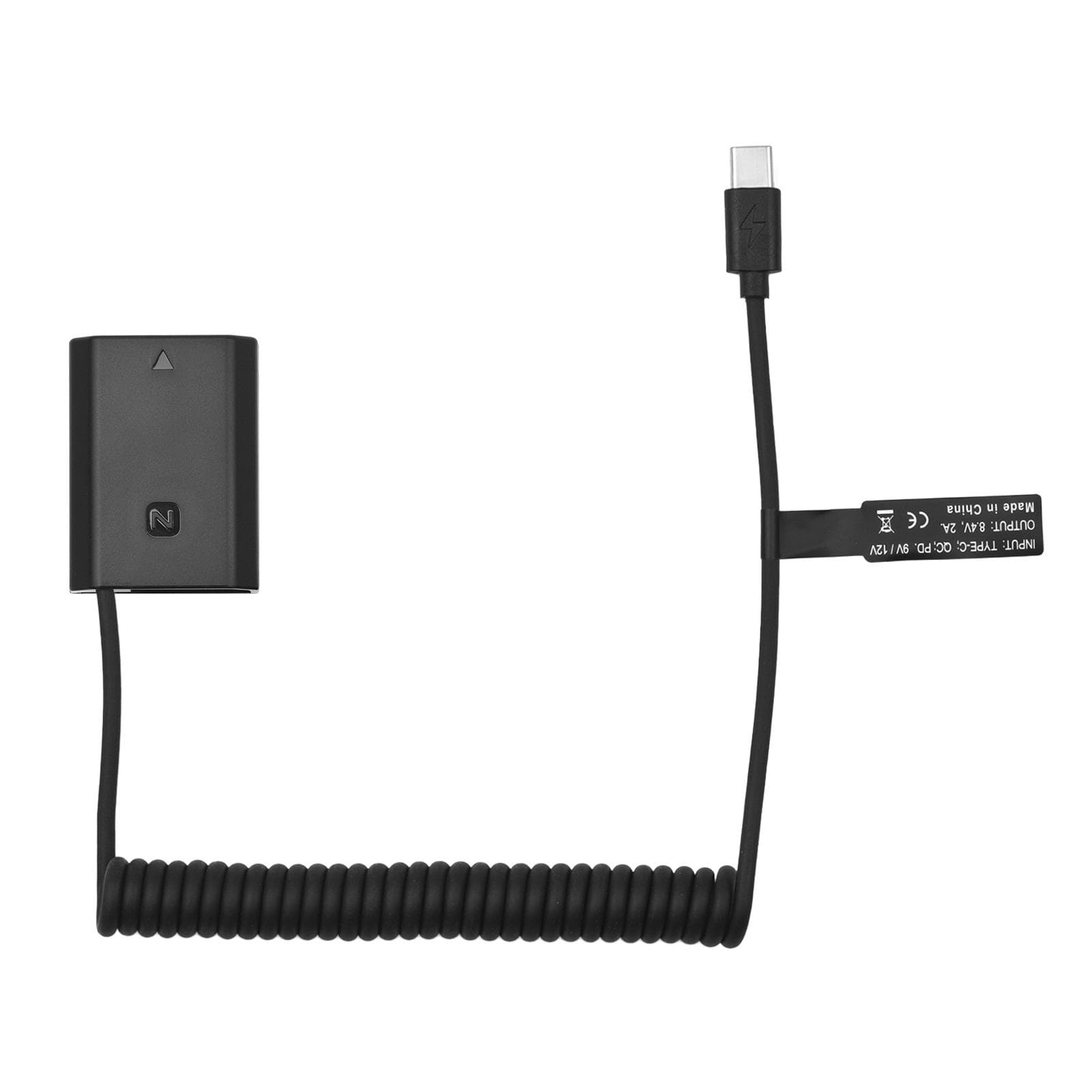 Andoer NP-FZ100 Dummy Battery USB-C Coupler Adapter with USB Type-C Spring Power Cable Replacement black