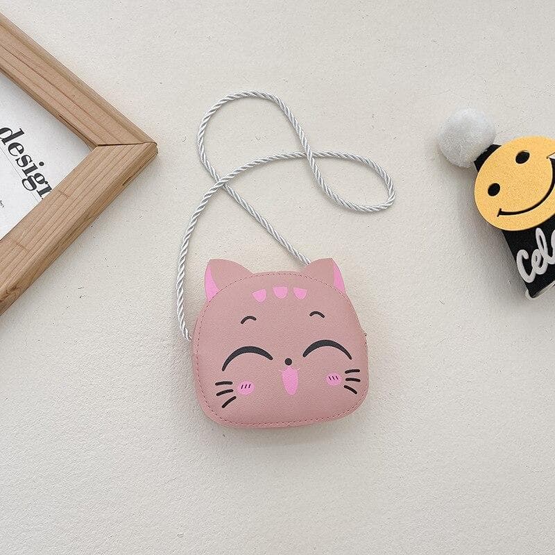Cartoon Children Messenger Bag Cute Cat Children Fashion Coin Purses and Handbags Cute Boy Girl Mini Shoulder Bag pink