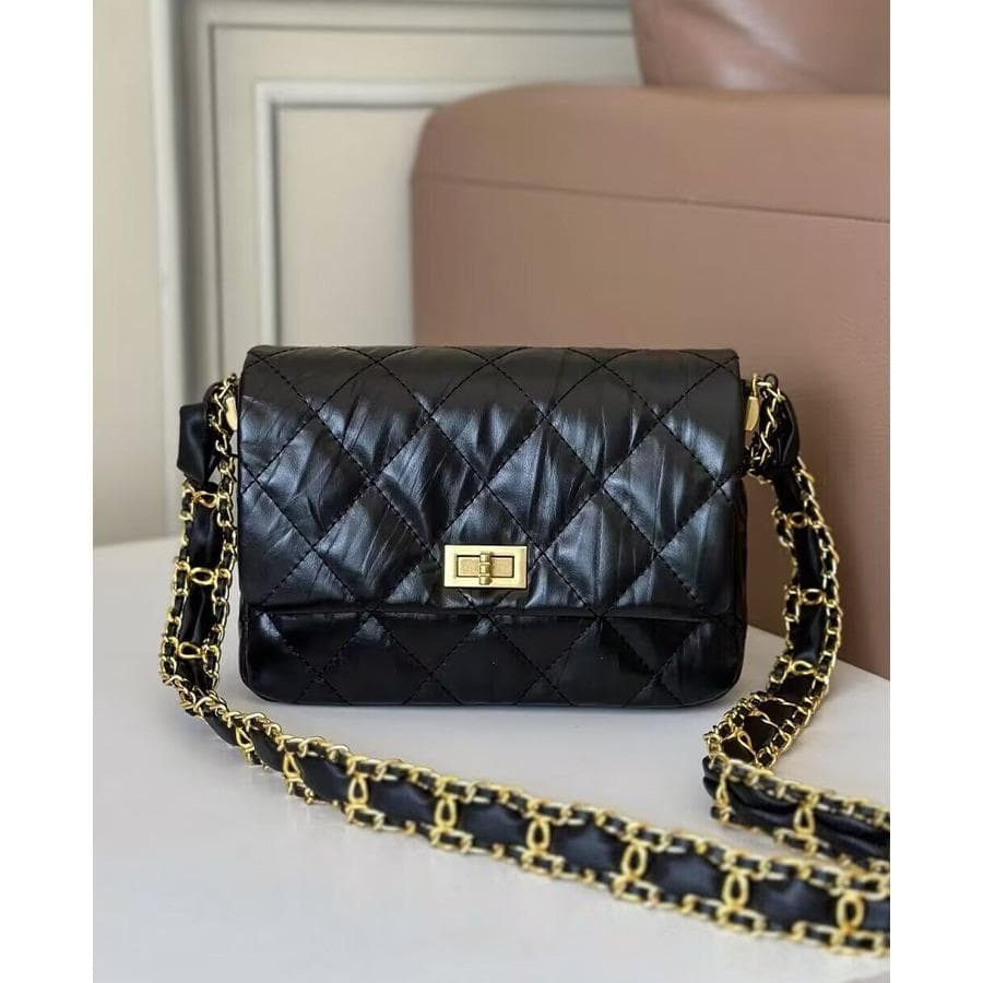 Small Xiangfeng Women's High-end Thick Diamond Chain Foreskin Single Shoulder Crossbody Small Square Bag