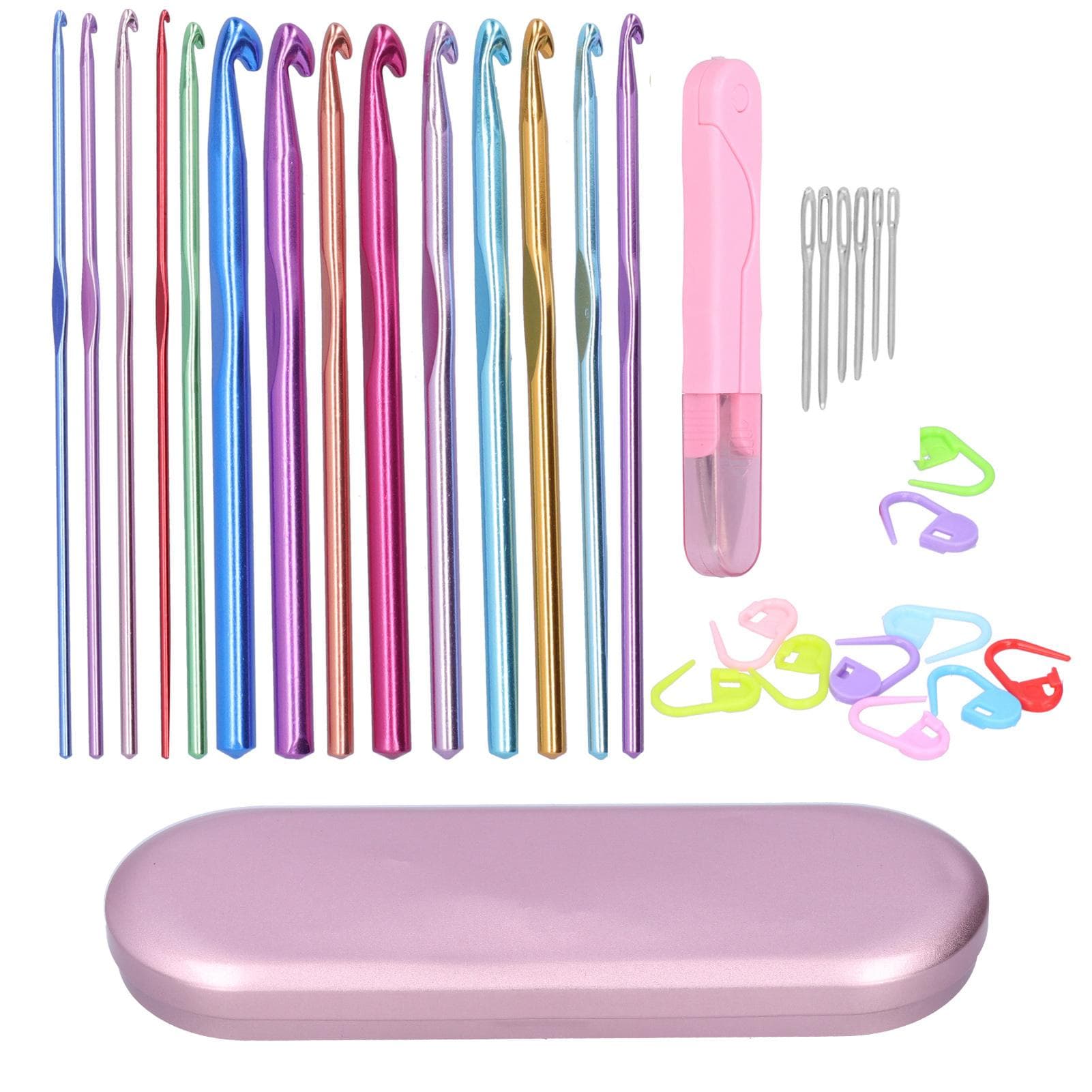 Crochet Hook Set Alumina Crochet Needle Colorful Sweater Knitting Tools Household SuppliesRose Gold rose gold