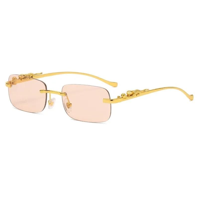 Small Rimless Rectangle Sunglasses Women Luxury Brand Fashion Leopard Shade Square Sun Glasses