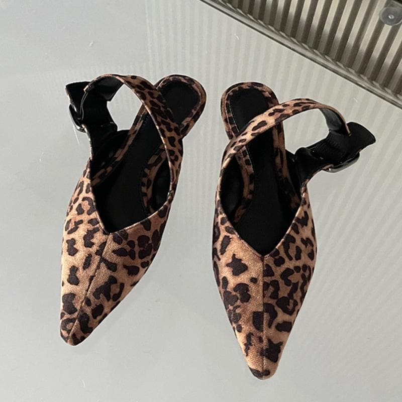 Liyke Fashion Design Big Buckle Strap Women Casual Flat Mules Sandals High Quality Cozy Patent Leather Pointed Toe Dress Shoes 35 brown