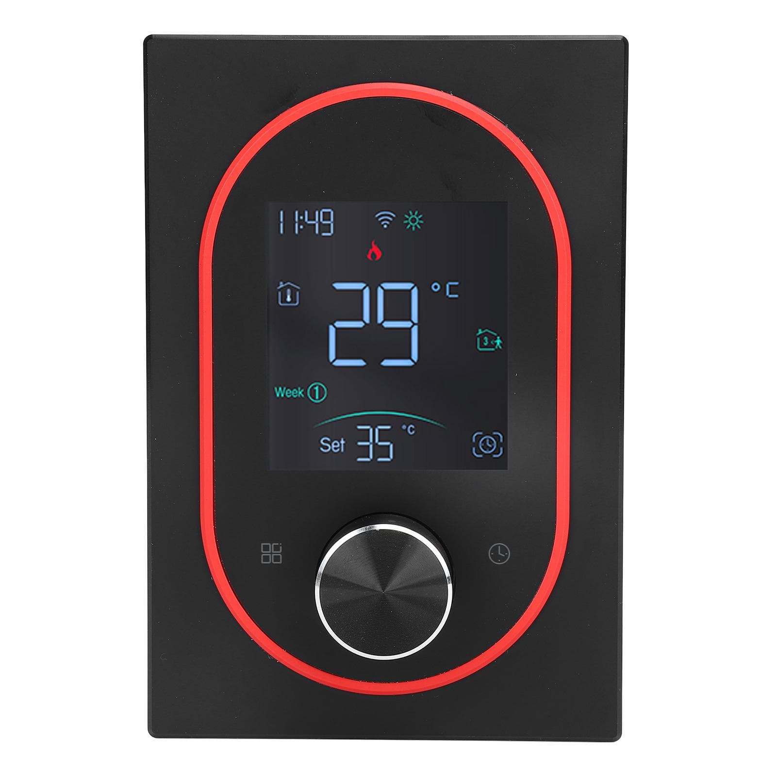 Smart Color Thermostat LCD Programmable Knob Control Touchscreen Water Heating Thermostat with APP Normal Model black