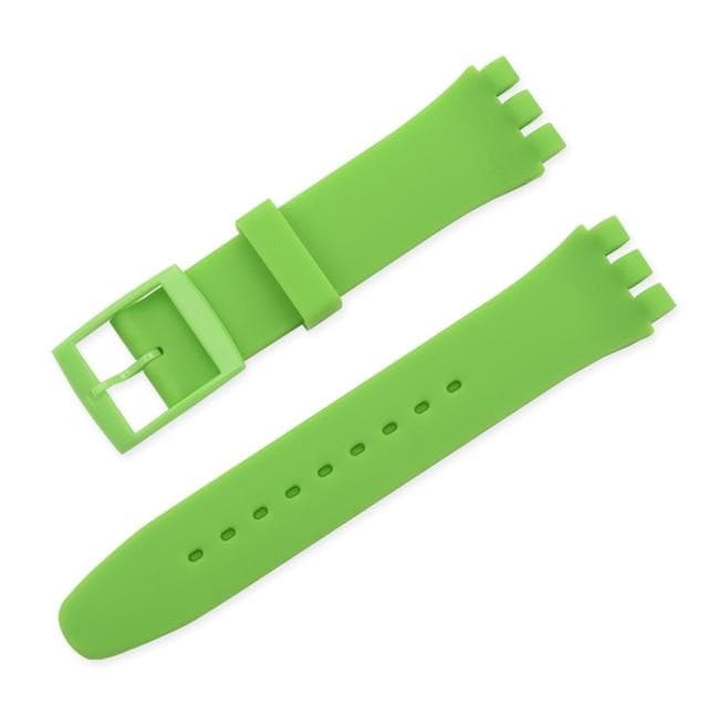 Silicone Watchband Strap for Swatch Watch Band 12mm 16mm 17mm 19mm 20mm Waterproof Rubber Wrist Bracelet Accessories With Tools 17mm light green