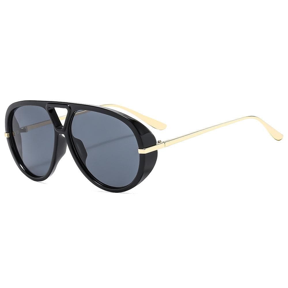 Retro Oversized Oval Leopard Gradient Sunglasses Double Beam Punk Style UV400 Protection Large Frame for Women Men as picture