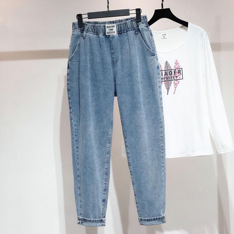 Vintage High Waist Harem Jeans Straight Denim Pants Strecth Baggy Vaqueros New Trend Trousers Woman Casual Spodnie M blue