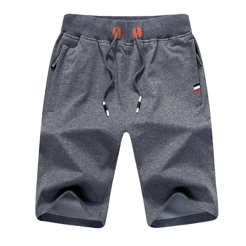 Mens Casual Summer Sports Jogger Drawstring Shorts Plus Size Solid Color Zipper Pocket Pants Cotton Beach Short Pants XL dark grey