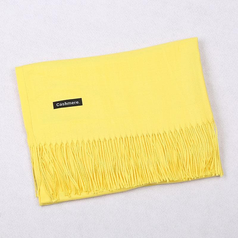 Solid Color Cashmere Scarf Women'S Autumn And Winter Explosion 220G Classic Light Board Monochrome Tassel Versatile Warm Shawl Gift 68x200cm