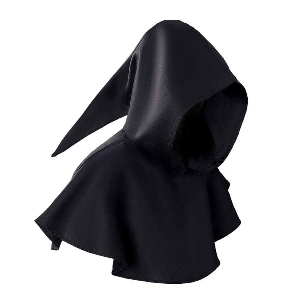 Halloween Cape Hood Medieval Death Hat Solid Color Retro Dark Style Cosplay Costume Stage Show Performance Shawl Cap One Size black