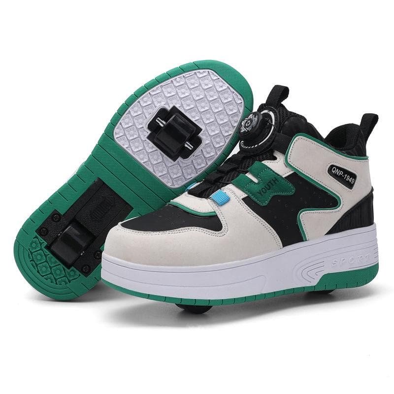 2024 Mesh Double-Wheel Running Shoes for Kids - Roller Skating Shoes with Sport Buckle 39 white/green