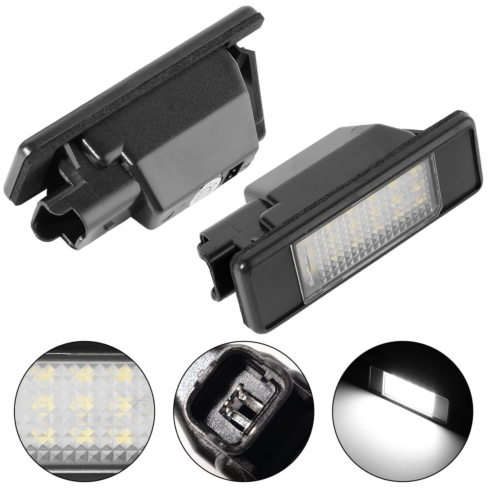 For Peugeot 207 307 308 3008 407 508 For Citroen C3 C4 C5 White LED Rear Registration Number License Plate Lights Lamp Assembly