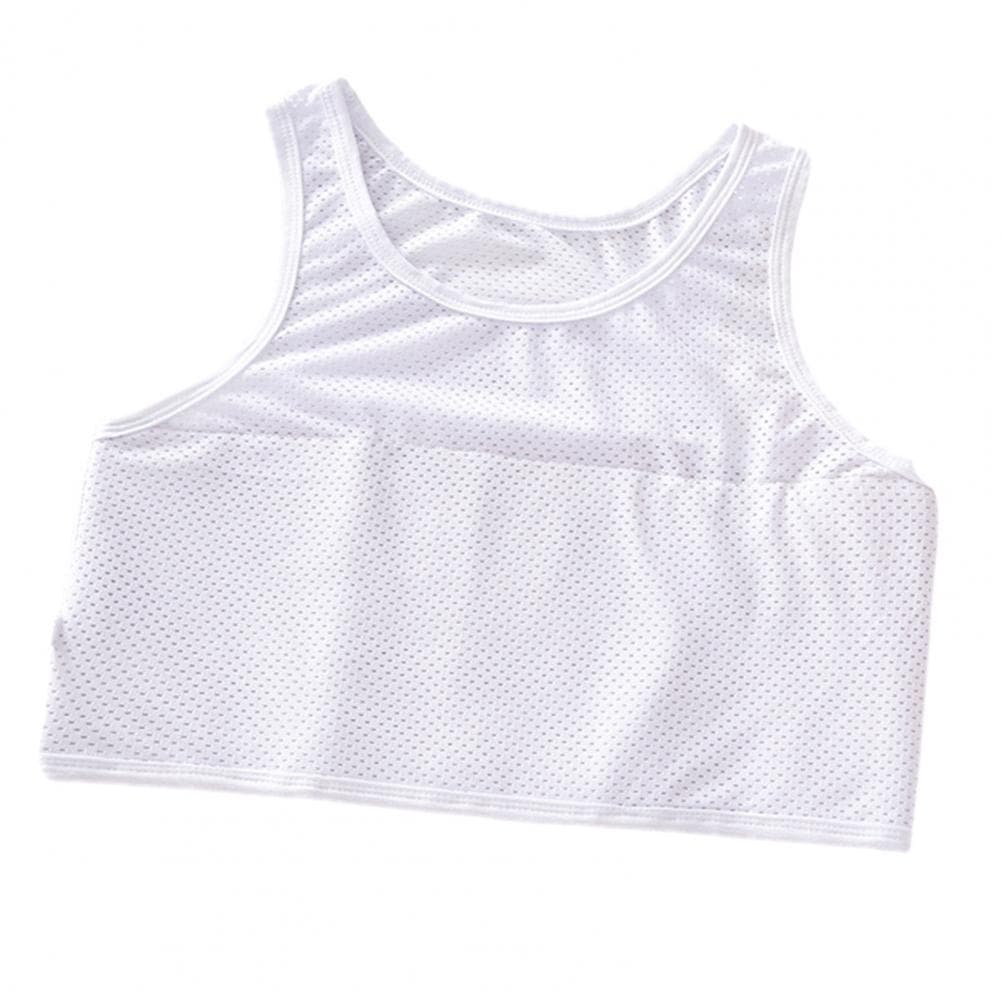 Summer Men Short Type Sport Vest O-Neck Sleeveless Breathable Holes Thin High Elastic Fitness Running Tops M white