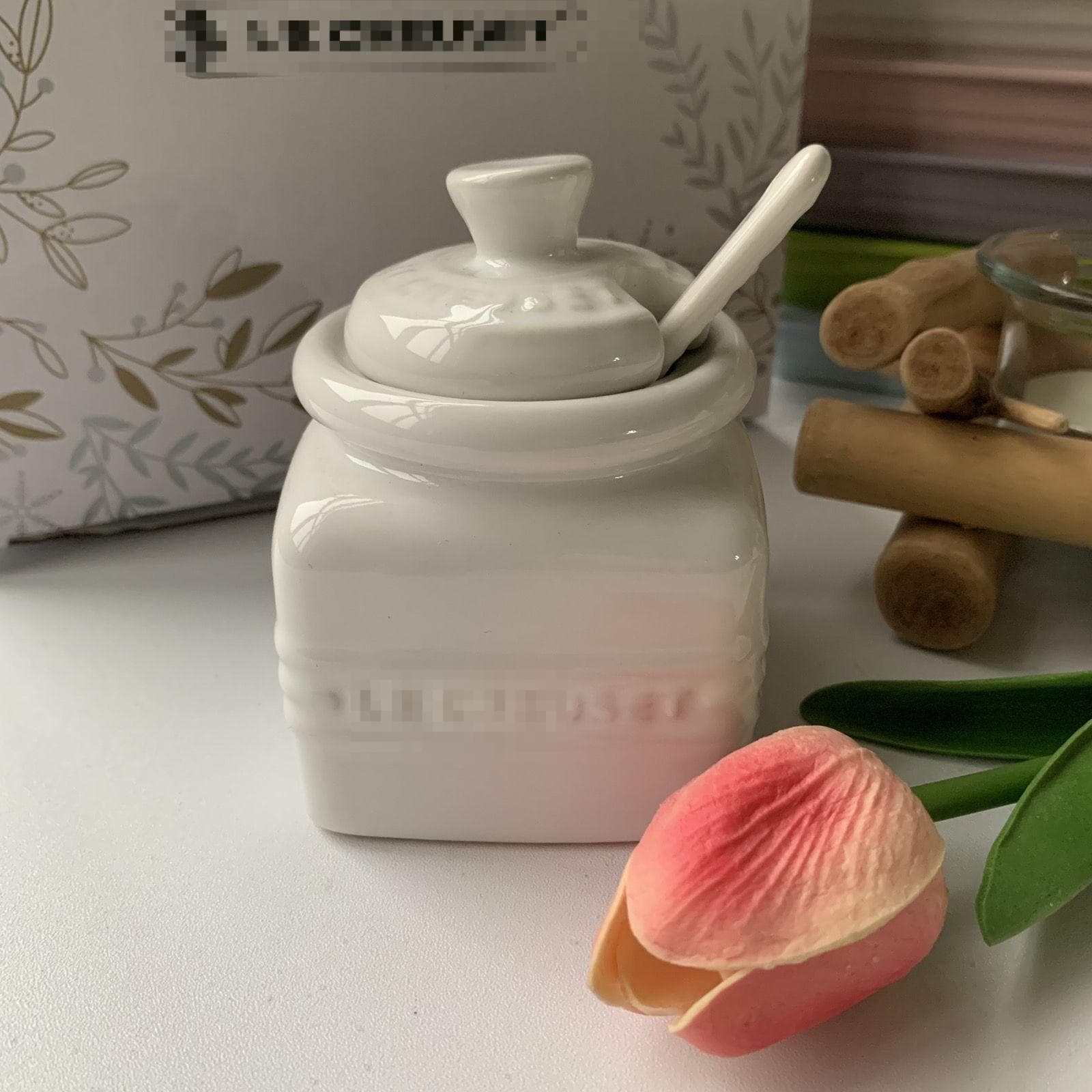 French Seasoning Salt Can Set Kitchen Ceramic Jars Gradual Change Color Household Seasoning Box Bottles with Spoon