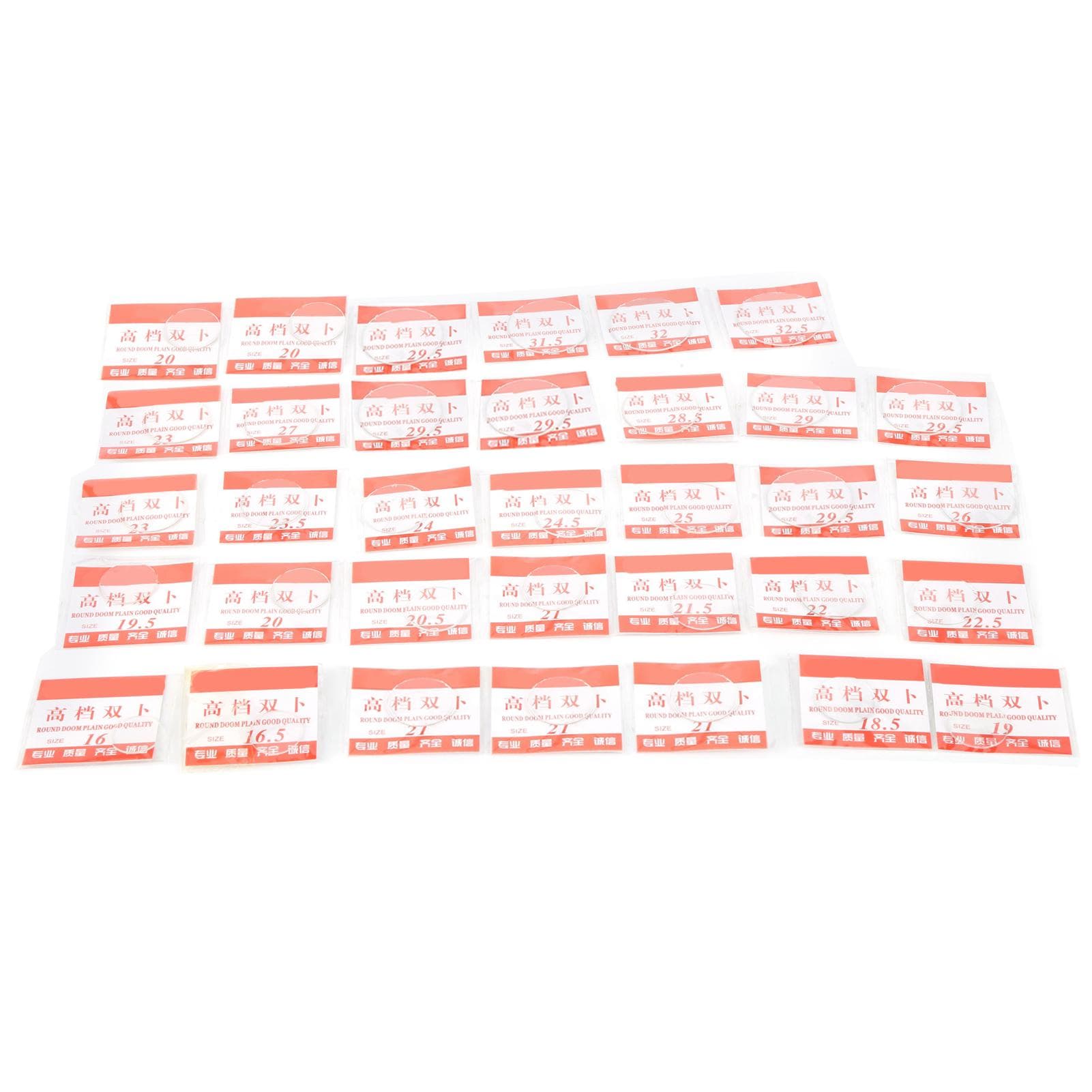 34Pcs Watch Glass Lens Mineral Convex Surface Concave Back Arch Measuring Cup Lid 16?32.5mm