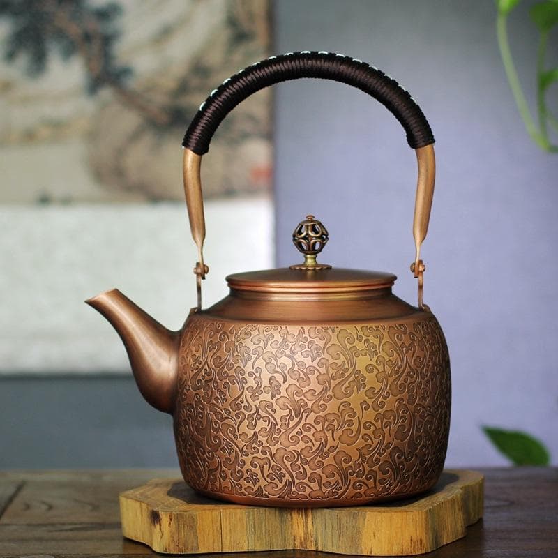 New Large-capacity Copper Teapot 1.5L Vintage Pure Copper Kettle Kung Fu Tea Sets Gas Stove Charcoal Universal Boiler Teapot