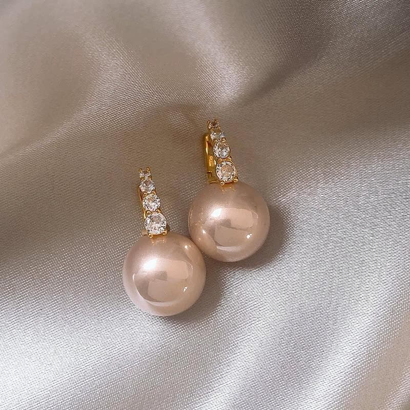 French Minimalist and Fashionable Pink Imitation Pearl Earrings rose gold