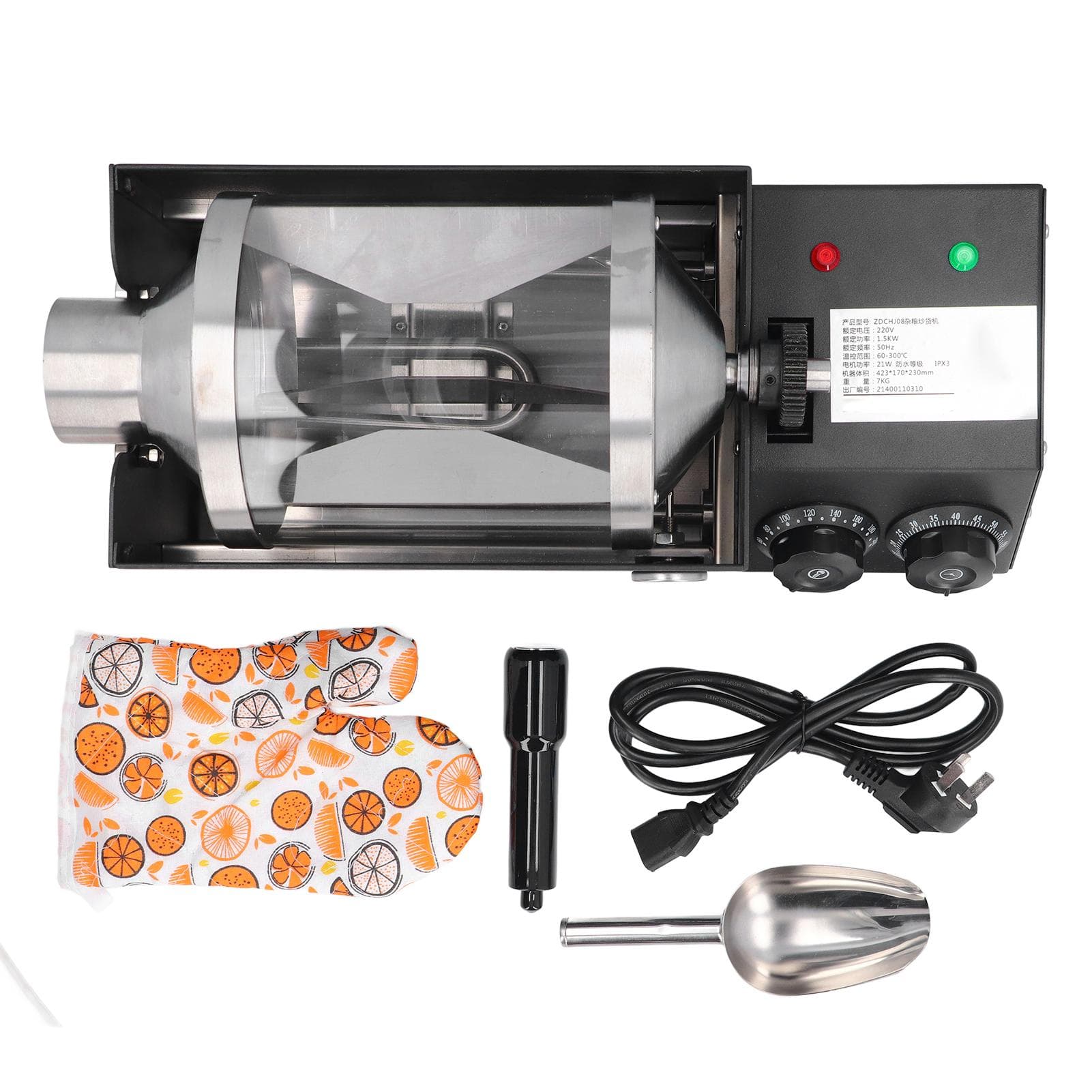Coffee Bean Roaster Adjustable Temp Automatic Glass Coffee Bean Baker with Timer for Soybean Sesame L