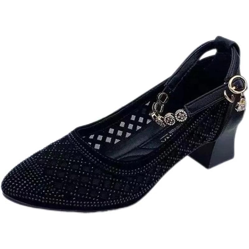 Sandals Women's Summer Fashion Outer Wear Hollow Holes Shoes Women's Women's Net Shoes Breathable Single Shoes Women's Non-slip Mother Shoes 36 black