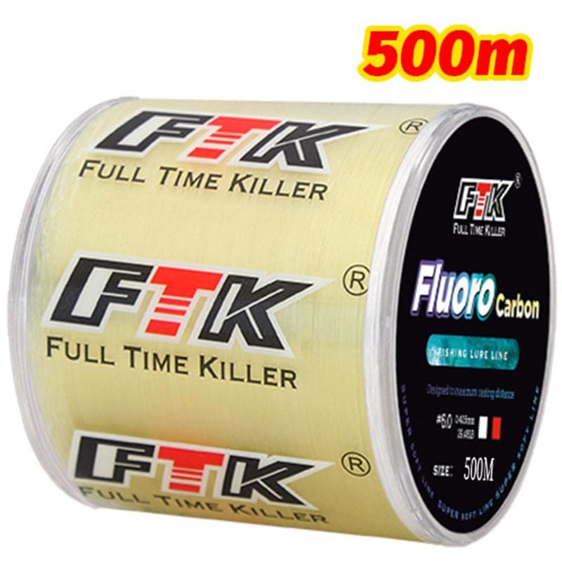 FTK 500m Multicolor Fishing Line Nylon Nylon Fake Carbon Monofilament Carp Fishing Line 1.0-5.39LB yellow