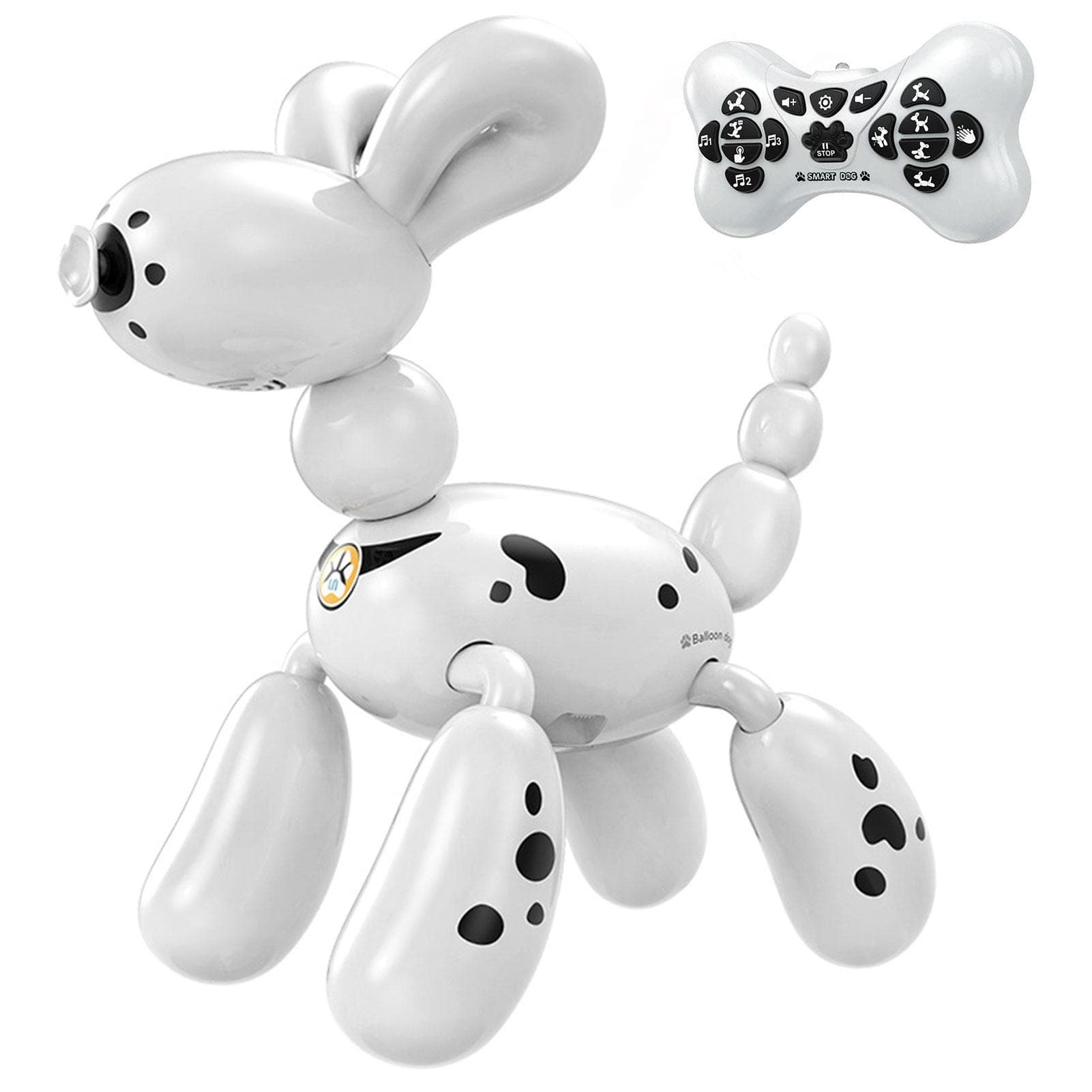 Remote Control Dog, Remote Control Programming Balloon Dog Intelligent Singing Dancing Toy for Kids white