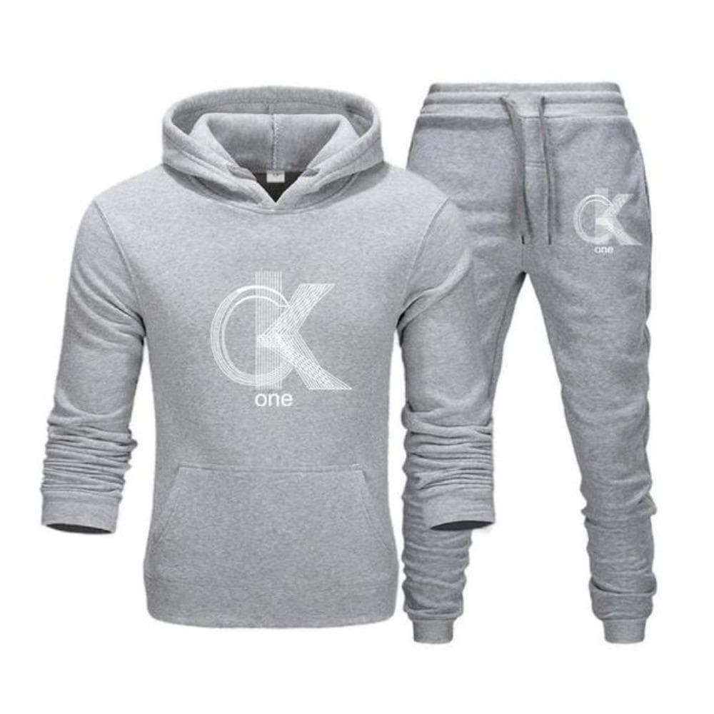 Men's Fashion Printed Hoodie+Pants Set, Casual Sportswear+Sportswear Set M