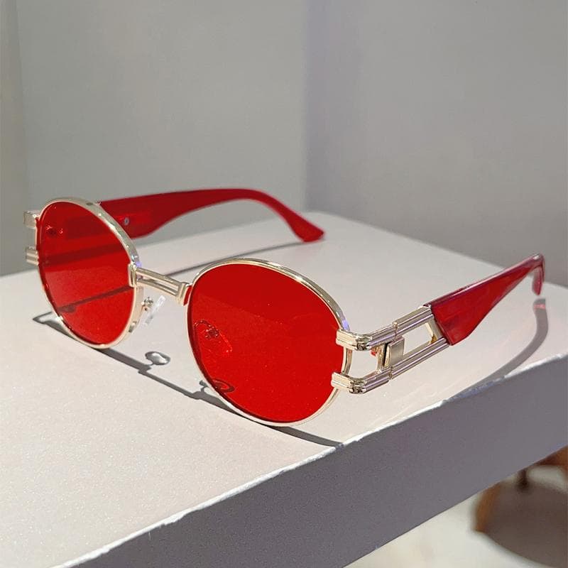 KAMMPT Vintage Oval Sunglasses Men Women Gradient Lens Trendy Fashion Casual Shades Outdoor Sun Glasses Brand Design as picture shows
