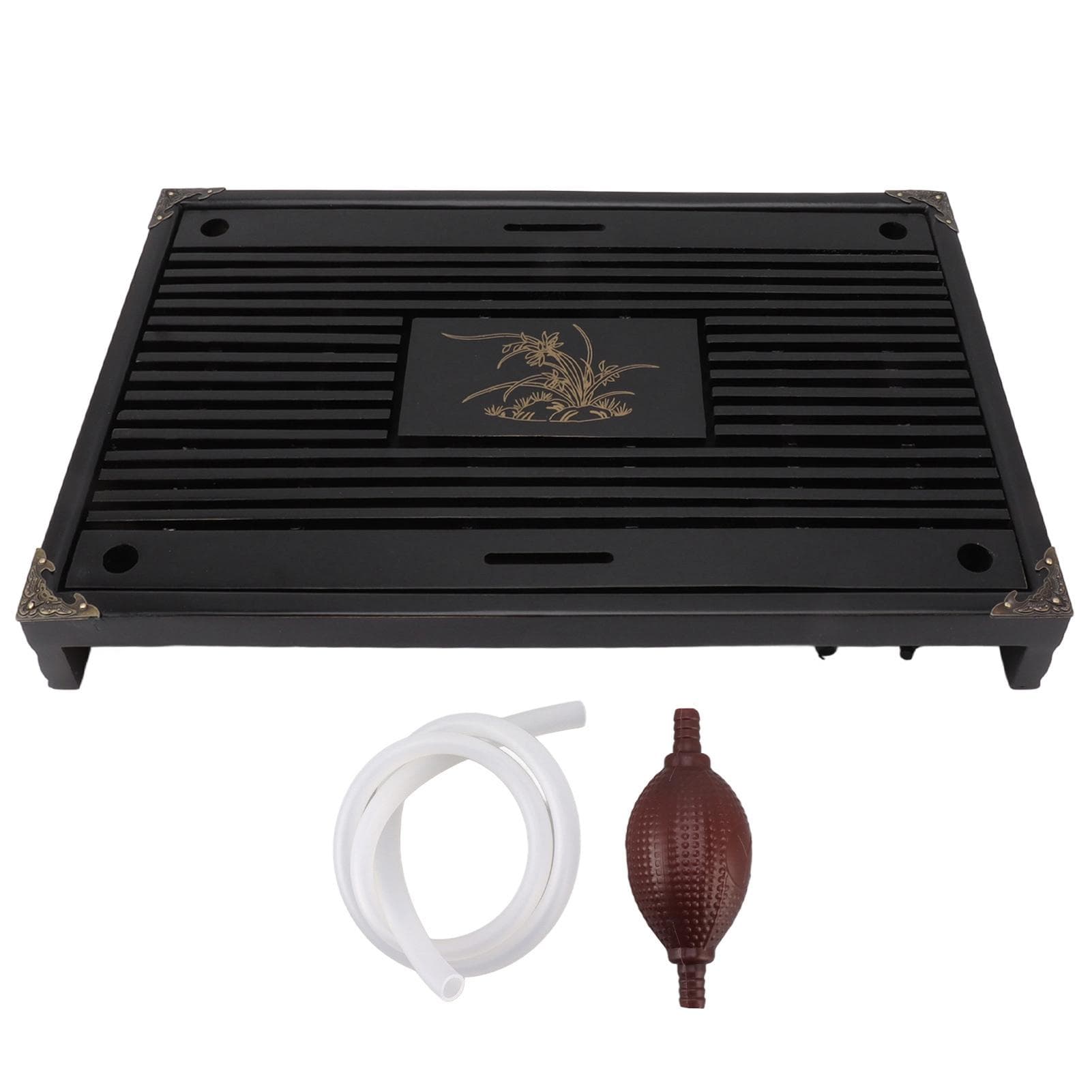 Gongfu Tea Tray Water Storage Drainage Home Decoration Ornament Serving Tray for Office Black black