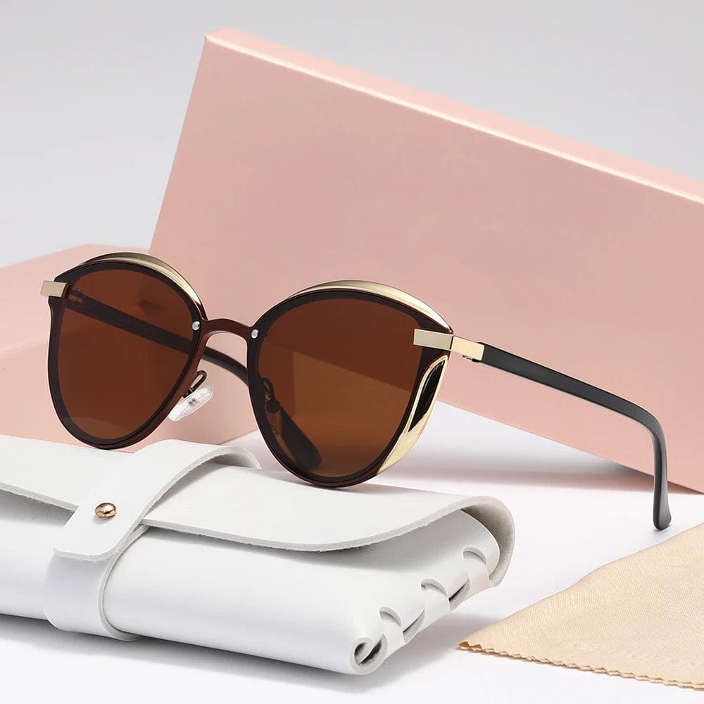 New Style Catmore Sunglasses For Women Round Sun Glass UVAB Protection Ladies Fashion Eyewear Accessory