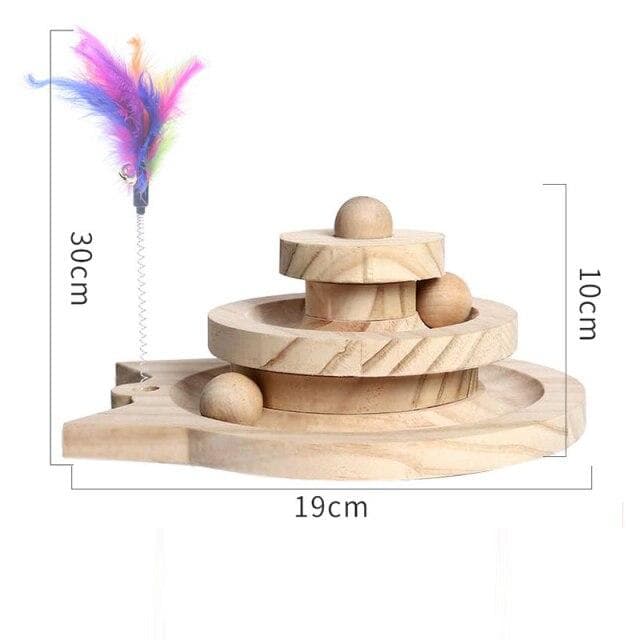 Chats Wood Toy Wood Tree Games for Cat Cat Accessories Double-layer Rotating Track Ball Cat Intellectual Track Tower Funny Plate SMALL
