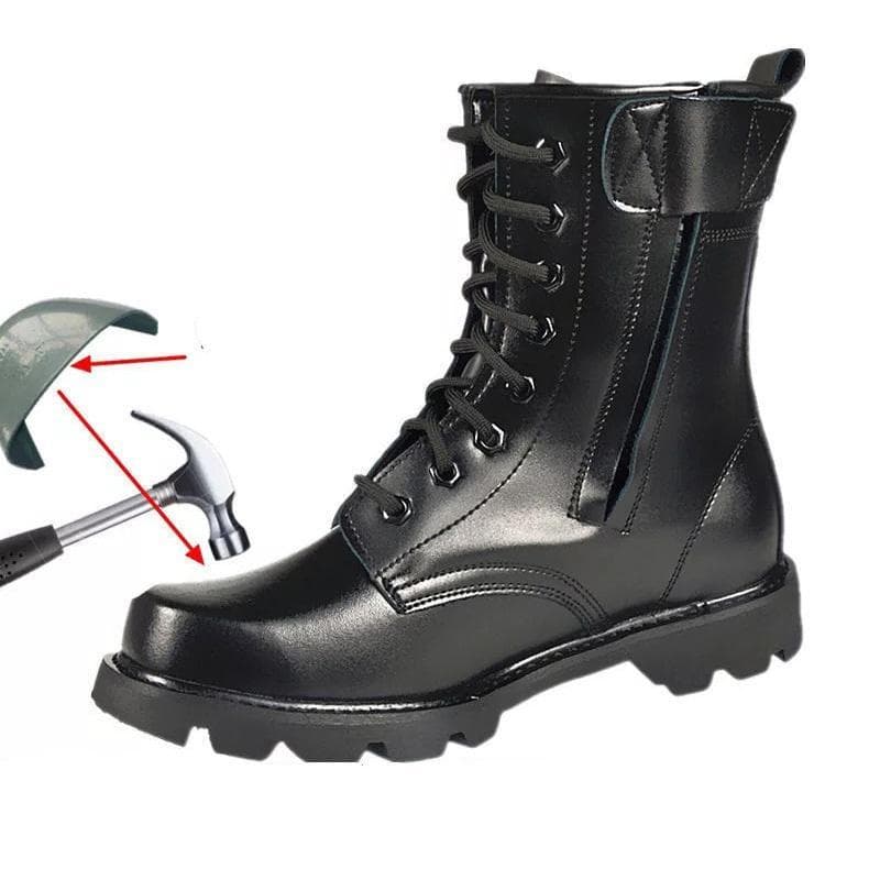Men Wool Army Boots Men's Steel-Toed Safety Boots Winter Boots High-top Snow Boots Cotton Boots Style D-EU38 black