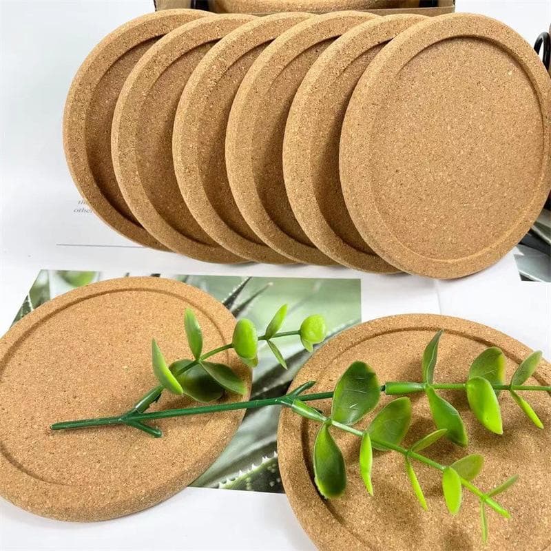 Cork Round Wooden Coasters Set Coffee Cup Mat Drink Tea Pad Placemats Wine Table Mats Decor (No Box) 1pc