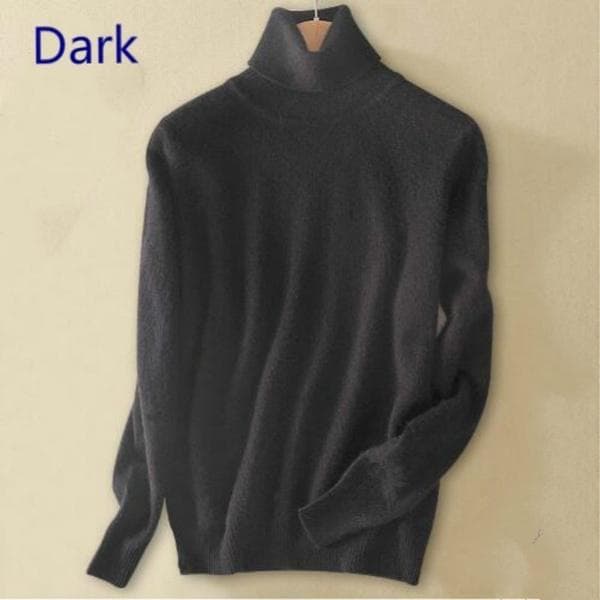 Wool Pure Cashmere Sweater Women's Knitted Turtleneck Cashmere Jumper Pullover Elasticity Pull Femme High Neck Knitting Sweaters Sweater L black