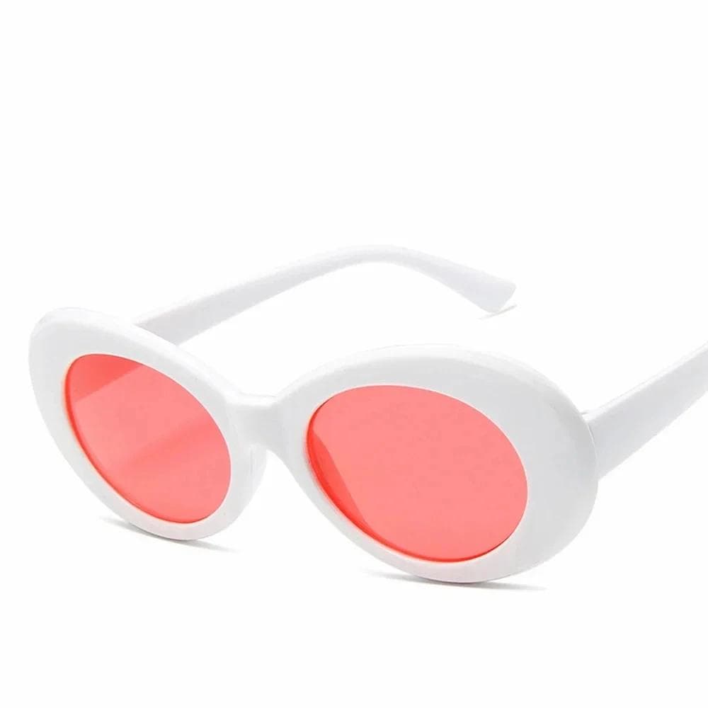 Trendy Oval Goggle Glasses for Women Vintage Retro Sunglasses UV Protection White Black Eyewear Fashion Accessories As Picture